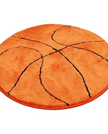 JeogYong Basketball Rug, Soft and Comfy Sports Themed Round Area Rugs Bedroom Living Room Carpet Kitchen Mat Bath Rugs for Bathroom, Basketball Themed Room Decor for Kids Bedroom Men Cave