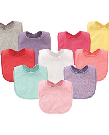 Hudson Baby Unisex Baby Drooler Bib with Waterproof Lining, Pink, One Size