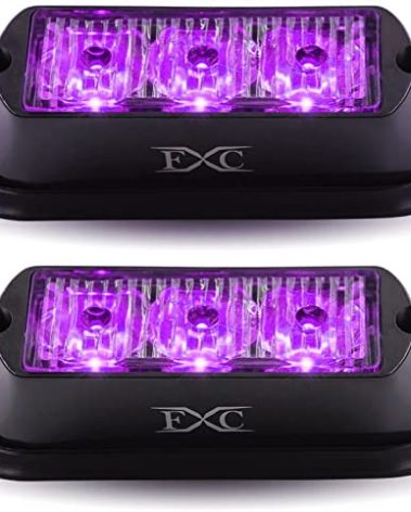 FXC (2PCS 3-LED Strobe Light Purple Waterproof Emergency Beacon Flash Lights,Purishion Caution Bar 12 Different Flashing Car SUV Pickup Truck Van…