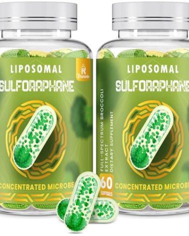 800 MG Liposomal Sulforaphane, Powerful Dual-Delivery for Maximum Absorption & Potency, Full-Spectrum Broccoli Extract, Antioxidant & Liver Supplement, 120 Softgels