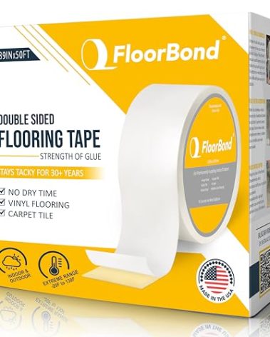 FloorBond Double Sided Tape Heavy Duty Carpet Tape for Flexible and Vinyl Flooring, Carpet Tiles, Artificial Grass, Foam Gym Tiles, Rubber Interlocking Gym Tile Easy Installation Ultra Strong Grip