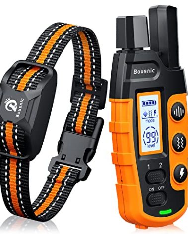 Bousnic Dog Shock Collar - 3300Ft Dog Training Collar with Remote for 5-120lbs Small Medium Large Dogs Rechargeable Waterproof e Collar with Beep (1-8), Vibration(1-16), Safe Shock(1-99) (Orange)
