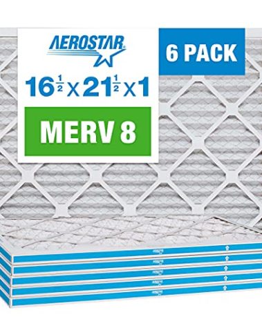 Aerostar 16.5x21.5x1 MERV 8 - 6 Count - High Efficiency Pleated HVAC, Furnace & Air Conditioner Filters - Removes Dust, Lint, Mold & Allergy-Causing Pollen