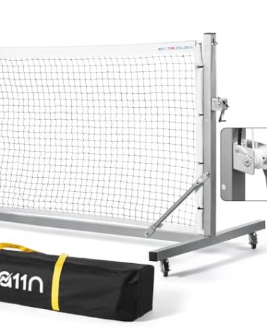 A11N Sports Pro Pickleball Net with Wheels and Hand Winch, Tournament Regulation Size, Anti-Sag Design, Perfect for Outdoor Court & Indoor Gym Floor