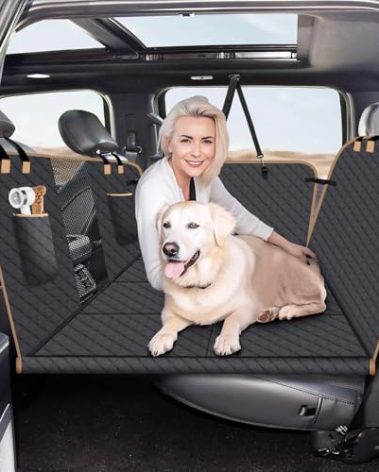 Lekespring Dog Car Seat Cover for Back Seat, Larger Dog Car Bed Cover with Hard Bottom, Backseat Extender Hammock for Full SizeTruck/SUV 8 Panels - Black