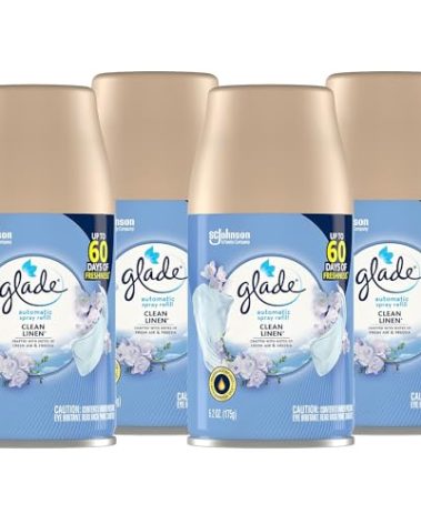 Glade Clean Lenin Automatic Spray Air Freshener Refill, 6.2 Oz (Pack of 4)