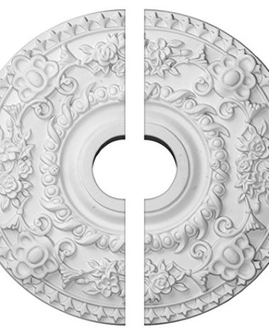 Ekena Millwork CM18RO2 18"OD x 3 1/2"ID x 1 1/2"P Rose Ceiling Medallion, Fits Canopies up to 7-1/4", 2 Piece