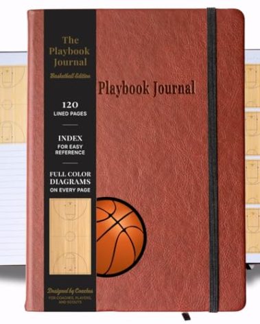 The Playbook Journal - A Basketball Playbook Notebook, Basketball Coach Gifts for Men & Women & Players, Coaching Notebook for Coach Appreciation Gifts