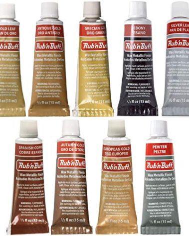 F|S FRAMER SUPPLY Amaco Rub 'N Buff Wax Metallic Finish, 9 Color Assortment (Gold Leaf, Antique Gold, Grecian Gold, Ebony, Silver Leaf, Spanish Copper, Autumn Gold, European Gold, Pewter)