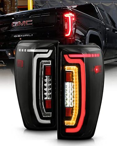 KEEKPO - For [LED Type] 2019-2023 GMC Sierra 1500 Black Full LED TaiL Lights Brake Lamps w/SwitchBack Signal Left+Right
