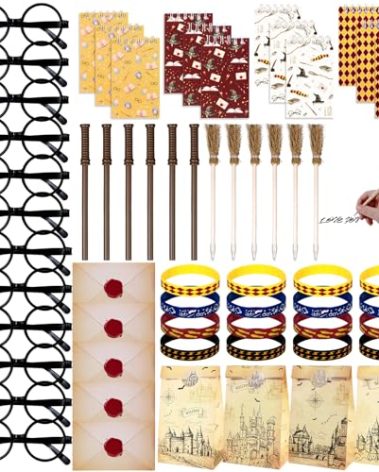 Vanblue 84Pcs Wizard Party Favors Birthday Decorations,Wand Pencils,Wizard Glasses Spiral Notebooks Goodie Bag Stuffers,Classroom Rewards for Kids Student Magic Birthday Gift School Party Supplies
