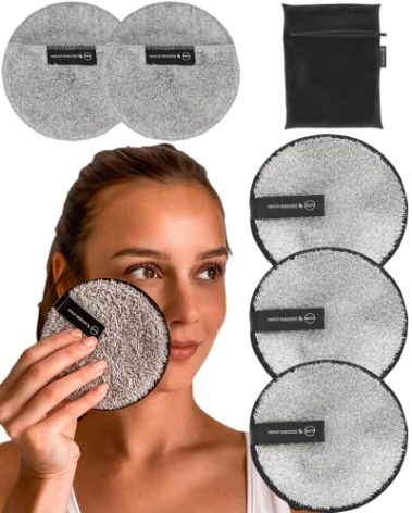 Ogato Reusable Makeup Remover Pads - 6pc Reusable Face Pads, Makeup Eraser for All Skin Types - Washable Microfiber Cloths - With Free Laundry Bag