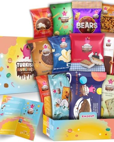 Midi International Snack Box | Premium Exotic Foreign Snacks | Unique Snack Food Gifts Included | Light Blue Space Theme | Candies from Around the World | 12 Full-Size + 1 Bonus Snacks