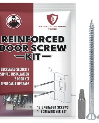 Reinforced Door Screw Kit for Strike Plates, Deadbolt Plates, and Hinges. 3-inch Screws and Screwdriver Bit, Makes Doors Kick Resistant, Home Security Upgrade