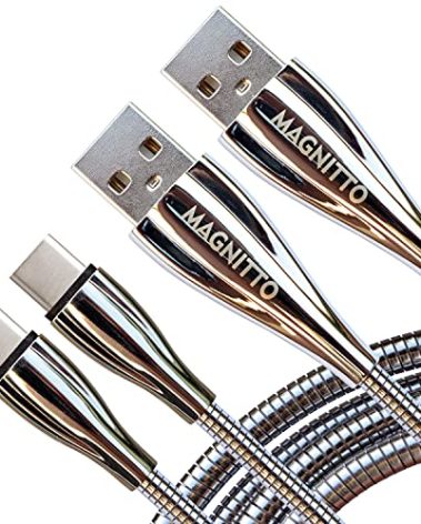 MAGNITTO USB Type C Cable, Metal Braided Cord 6ft 2-Pack, Fast Type-C Charger Durable USB-A to USB-C Charging Cable for Samsung Galaxy S21 S20+ S10 S9 S8 A51 Note PS5 Controller Pixel