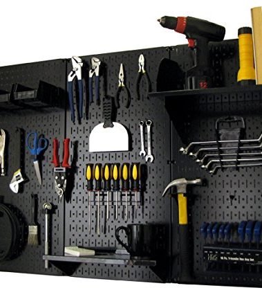 Wall Control Pegboard Organizer 4 ft. Metal Pegboard Standard Tool Storage Kit with Black Toolboard and Black Accessories