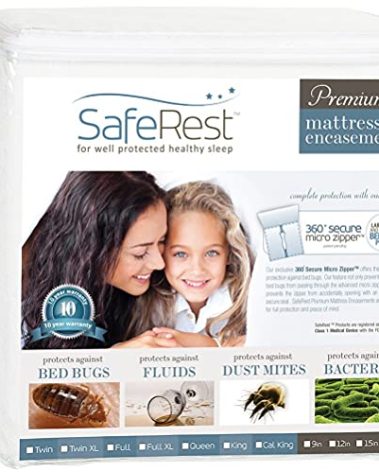 SafeRest Zippered Mattress Protector - Premium 9-12 Inch Waterproof Mattress Cover for Bed - Breathable, Noiseless Washable Mattress Encasement - Twin XL