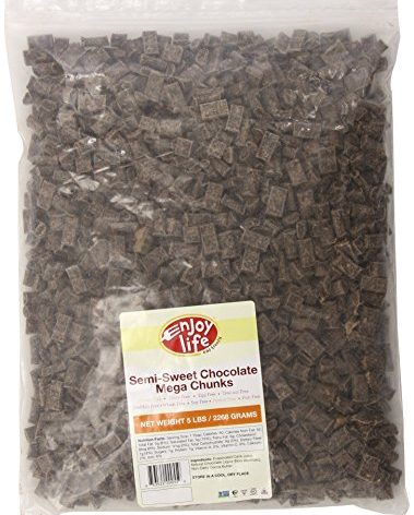 Enjoy Life Semi-Sweet Mega Chunks, Baking Chocolate Chips Bundle, Vegan, Dairy Free, Gluten Free, Nut Free, Kosher, Soy Free Allergy Friendly, 5 Lbs.