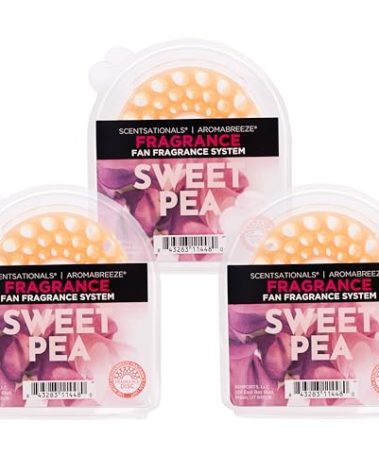 Scentsationals AromaBreeze Scented Wax Discs - Long Lasting Fragrance Wax Air Freshener for Aromabreeze Fan Units - Strong Scent, 3 Fragrance Wax Discs - Sweet Pea