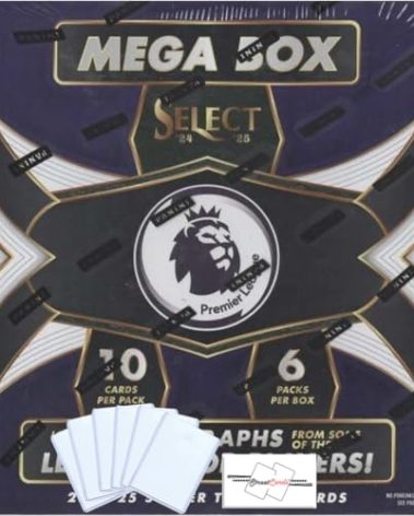 2024-25 Panini Select Premier League Soccer EPL Mega Box with 60 Trading Cards + 6 Toploaders + StreetCards Magnet!