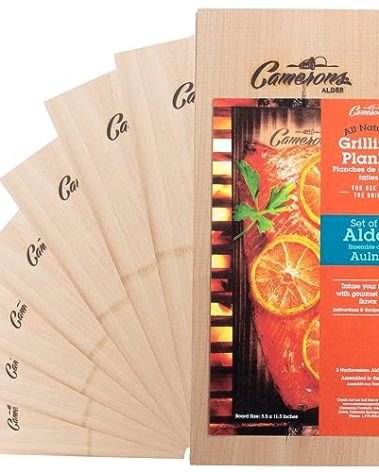 Camerons Alder Grilling Planks - 8 Pack (5.5"x11.5") - Premium Natural Alder Wood - Easily Infuse Smoky Flavor into BBQ Salmon, Fish, Pork, Veggies, and More - Sourced in the USA - Grilling Gift Idea