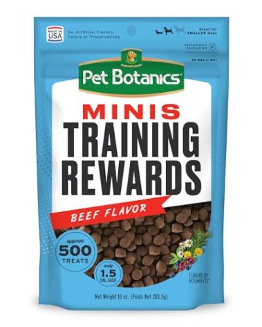 Pet Botanics 10 Oz. Pouch Training Reward Mini Soft & Chewy, Beef Flavor, with 500 Treats Per Bag, The Choice of Top Trainers
