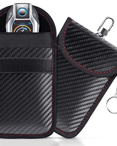 Lanpard Faraday Bag for Key Fob(2 Pack), Faraday Cage Protector, Car RFID Signal Blocking Key Fob Protector, Double-Layers of Shielding Carbon Fiber Material Anti-Theft Faraday Pouch