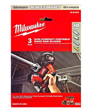 Milwaukee Alloy Steel 48-39-0572 18 TPI Sub-Compact Portable Band Saw Blade For Metal, 3 Per Pack
