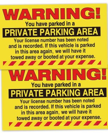 KORTTITALO 50 Parking Violation Stickers With YYou Have Parked in a Private Parking Area, No Parking Stickers, Hard To Remove Tickets for Car Window, (5"" X 9"" Yellow), WCS0165