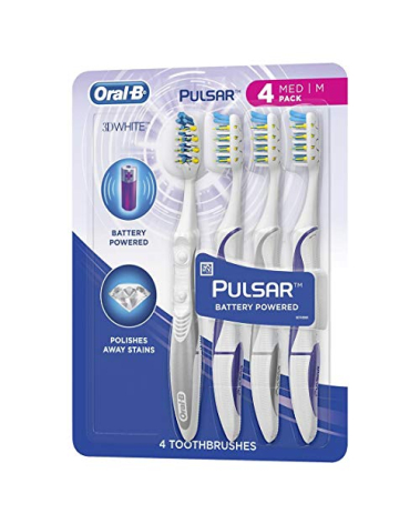 Oral-B Pulsar Vibrating Bristles Toothbrush, Medium, 4 Pack (Colors May Vary)