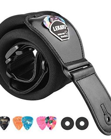 LEKATO Bass Guitar Straps for Electric Guitar & Bass 3" Wide Padded Straps Adjustable Length from 45" to 55" Bass Guitar Strap with Pick Holder 2 Safety Strap Locks & 6 Picks