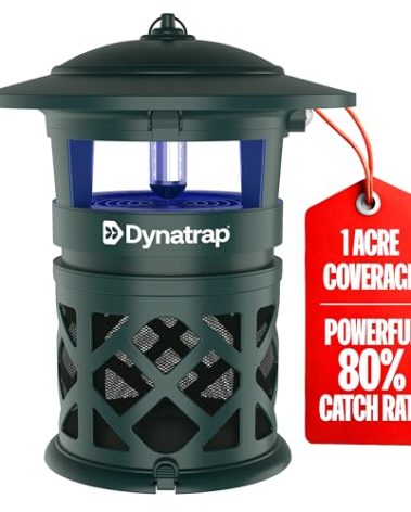 DynaTrap DT2030-GRSR Fly Traps Outdoor - Mosquito & Flying Insect Killer for 1 Acre – Kills Flies, Gnats, Wasps - Bug Zapper Alternative - Green