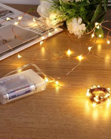 Led String Lights, Mini Battery Powered Copper Wire Starry Fairy Lights, Battery Operated Lights for Bedroom, Christmas, Parties, Wedding, Centerpiece, Decoration (5m/16ft Warm White)