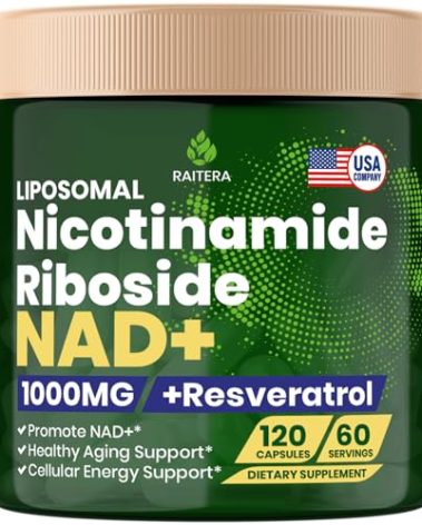 NAD+ Supplement, Liposomal Nicotinamide Riboside Resveratrol 900mg, Quercetin, High Purity NAD+ Supplement for Anti-Aging, Energy, Focus, NMN Alternative - 120 Capsules