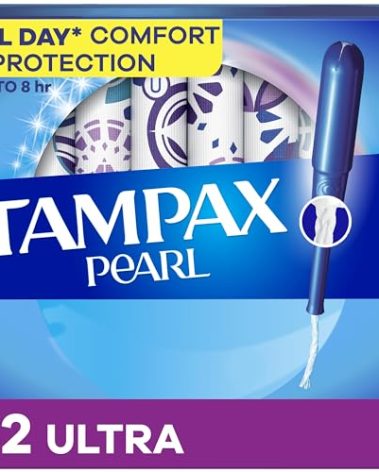 Tampax Pearl Tampons Ultra Absorbency with BPA-Free Plastic Applicator and LeakGuard Braid, Unscented, 64 Count (2 Packs of 32)
