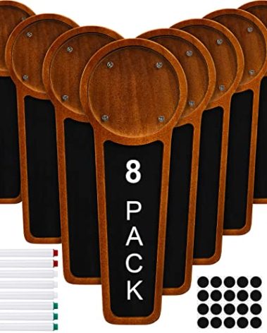 Marsui 8 Pack Wooden Chalkboard Beer Tap Handle Keg Tap Handle for Kegerator with Changeable Logo and 8 Pens Bar Restaurant Brewery Craft Tap Handle Beer for Wedding Lovers Homebrew