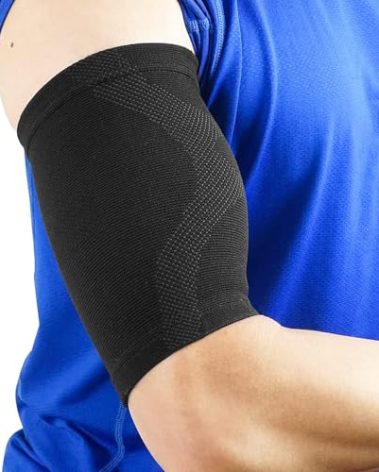 Luwint Bicep Tendonitis Brace, Knitted Compression Upper Arm Sleeve Support, 1 Pair (Large)