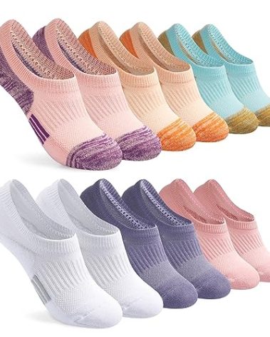 Toes Home No Show Socks Womens Cushioned Low Cut Athletic Hidden Liner Socks for Sneakers Footies Ankle Sports Invisible Running Socks 6 Pairs Size 9-11