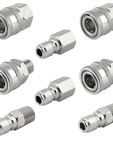 Raincovo Pressure Washer Quick Connect 3/8 Inch, Pressure Washer Fittings, Stainless Steel Adapter Set, Female and Male Thread, 8 Pieces