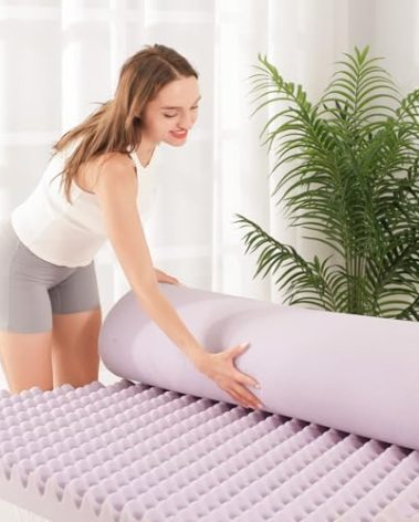 EGOHOME Egg Crate Memory Foam Mattress Topper 3 Inch Twin, Gel Cooling Infused Foam Mattress Topper for Pressure Relief, CertiPUR-US Certified Bed Topper, Purple, 38"×75"