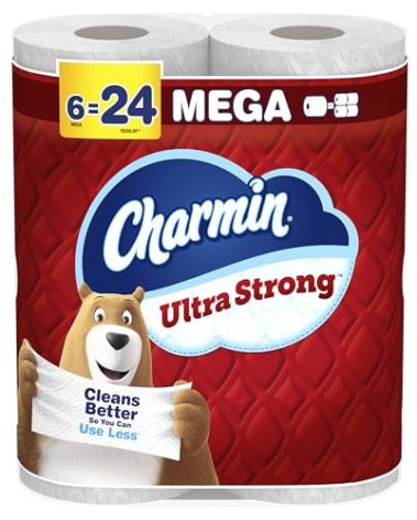 Charmin Ultra Strong Toilet Paper, 6 Mega Rolls = 24 Regular Rolls