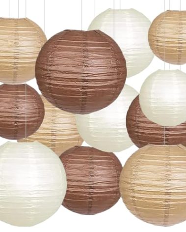SIPRKAICT Boho Party Decor,Brown Hanging Paper Lanterns for Rustic Birthday Wedding Bridal Baby Shower Home Party Decoration(Brown,Cream,Tan)