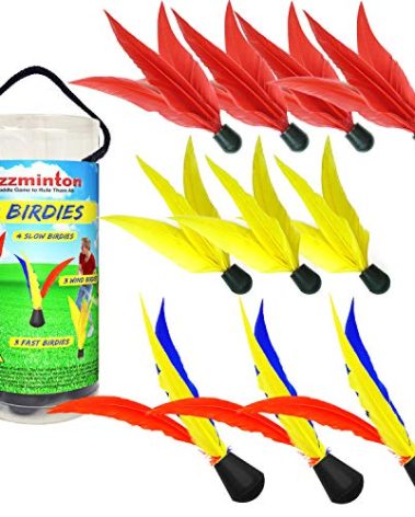 Jazzminton 10 Replacement Birdies or Shuttlecocks for Indoor and Outdoor Game - Played at Parks, Beach, Lawn, Yard, or Tailgating