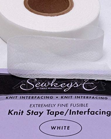 White - 1" Fusible Knit Stay Tape - 1" X 25 Yards SewkeysE Extremely Fine Knit Interfacing Sold by The 25 Yard Roll (KST1-WH) M494.08