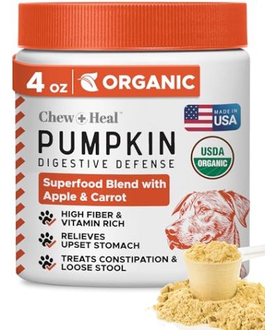 Organic Pumpkin Powder for Dogs - 4 oz w/ 5cc Scoop - Digestive Support & Fiber for Dogs - Natural Dog Food Additive for Dog Constipation Relief & Pumpkin Puree Substitute