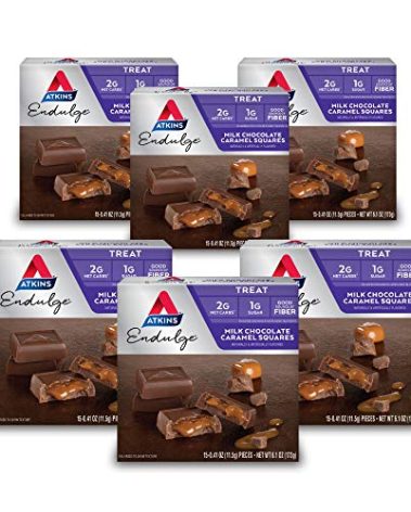 Atkins Endulge Milk Chocolate Caramel Squares, Dessert Favorite, Good Source of Fiber, 1g Sugar, 90 Count