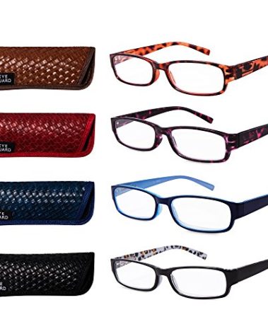 EYEGUARD Readers 4 Pack of Thin and Elegant Womens Reading Glasses with Beautiful Patterns for Ladies 4.50