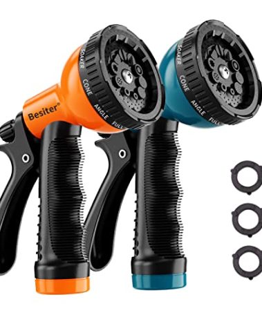 Besiter Garden Hose Nozzle Sprayer: 2 Pack 10 Watering Patterns Spray Nozzles Heavy Duty Hose Head Hose Attachment