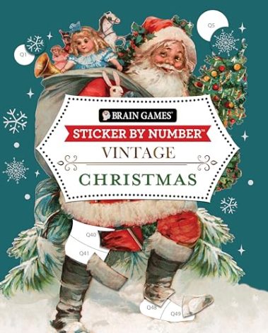 Brain Games - Sticker by Number - Vintage: Christmas (28 Images to Sticker)