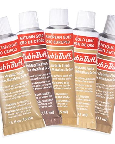 AMACO Rub N Buff Wax Metallic Finish Gold Kit - Antique Gold Autumn Gold European Gold Gold Leaf Grecian Gold 15ml Tubes - Versatile Gilding Wax for Finishing and Restoration- 5 Rub and Buff Colors